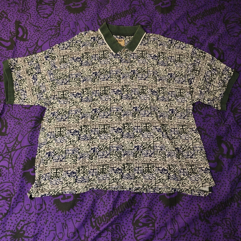 Vintage 1999 North-West Territory Patterned Polo Shirt Sz 4X